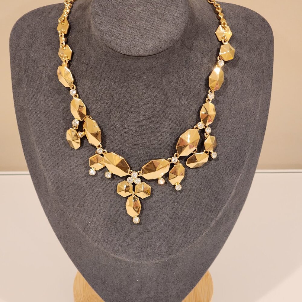 Brand New!! KATE SPADE: Gold-Toned Asymetric|Hexagon|Cubic Zirconia Necklace